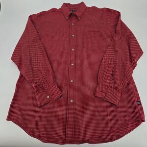 Chaps Men's‎ XL/TG/EG Red Checkered Cotton L-Sleeve Shirt. (1136)